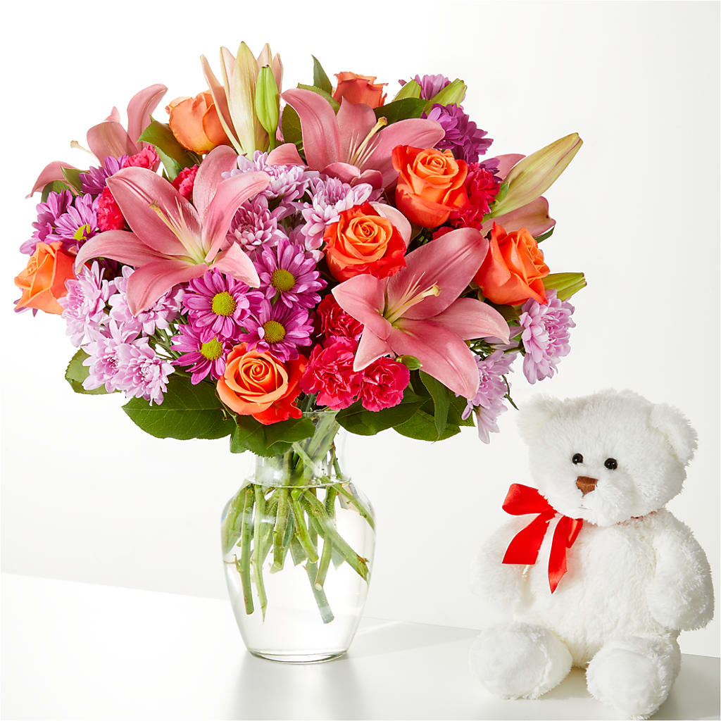 One and Only Bouquet and Bear Bundle – Oopsie Daisy Florist, Raeford NC