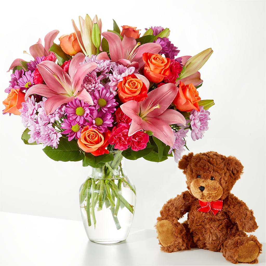 One and Only Bouquet and Bear Bundle – Oopsie Daisy Florist, Raeford NC