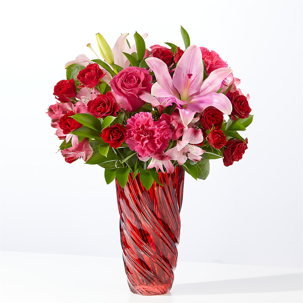 In Love Bouquet with Luxe Swirl Vase – Oopsie Daisy Florist, Raeford NC