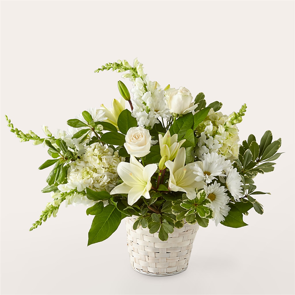 Ivory Elegance Floral Basket – Oopsie Daisy Florist, Raeford NC