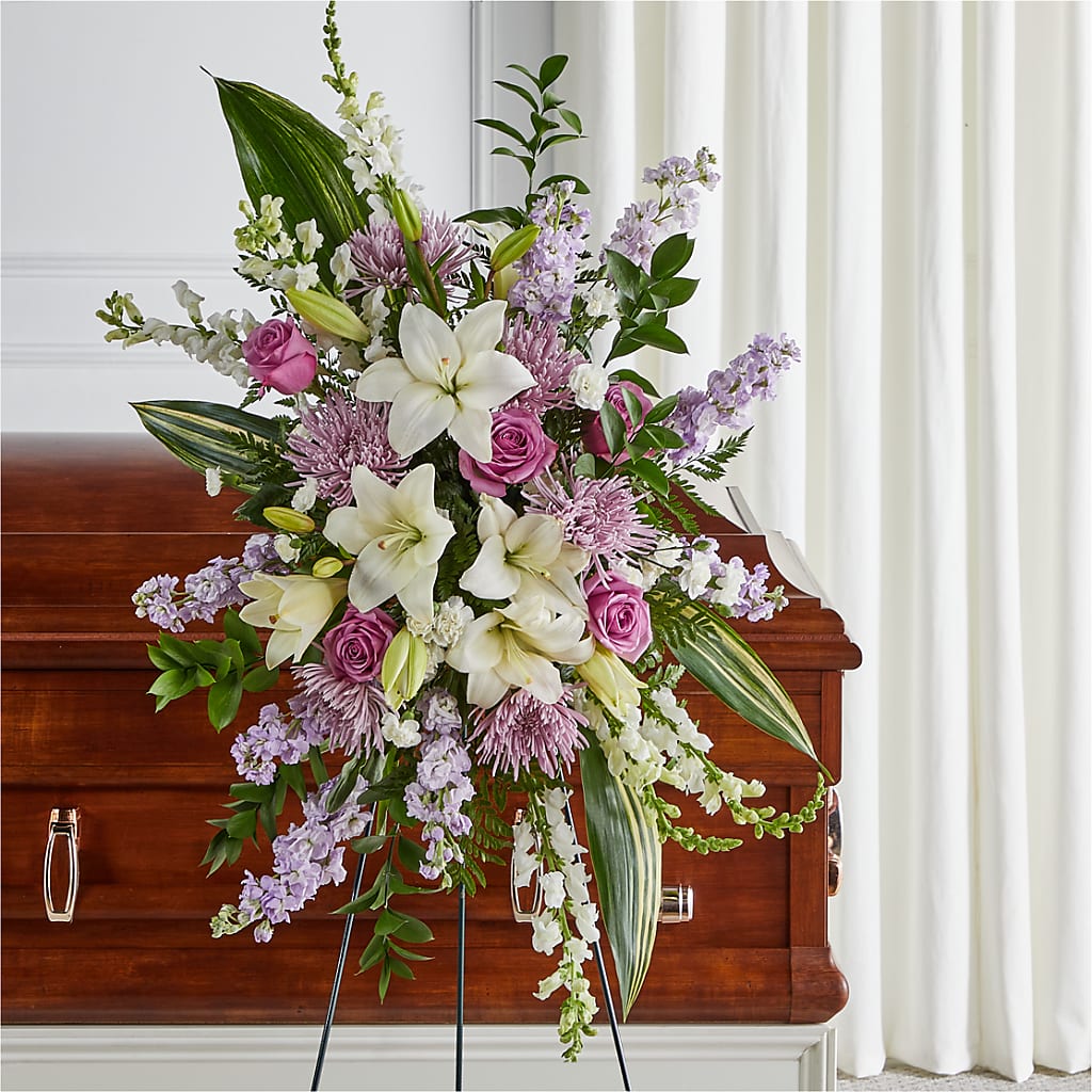 Grateful Hearts Standing Spray – Oopsie Daisy Florist, Raeford NC