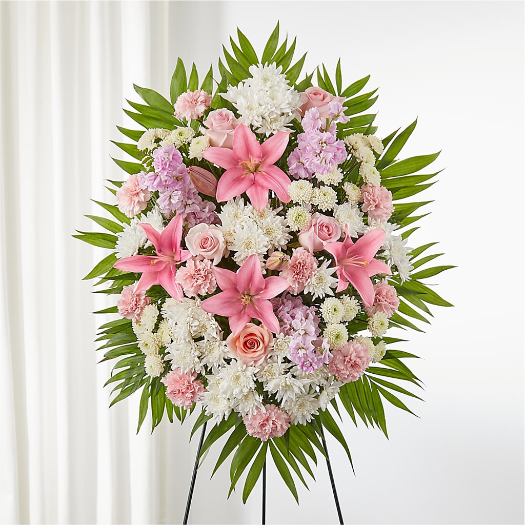 Offering Solace Standing Spray – Oopsie Daisy Florist, Raeford NC