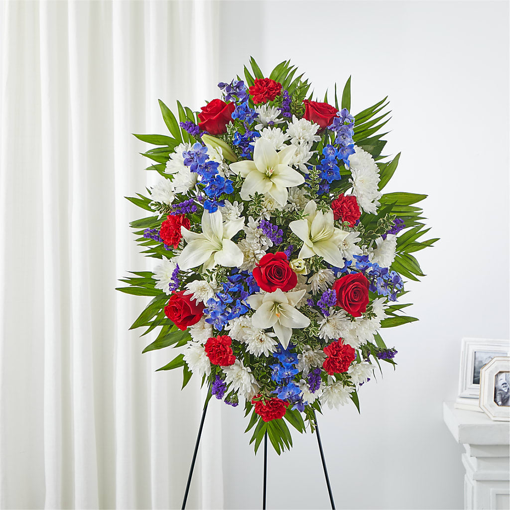 Cherished Service Standing Spray – Oopsie Daisy Florist, Raeford NC