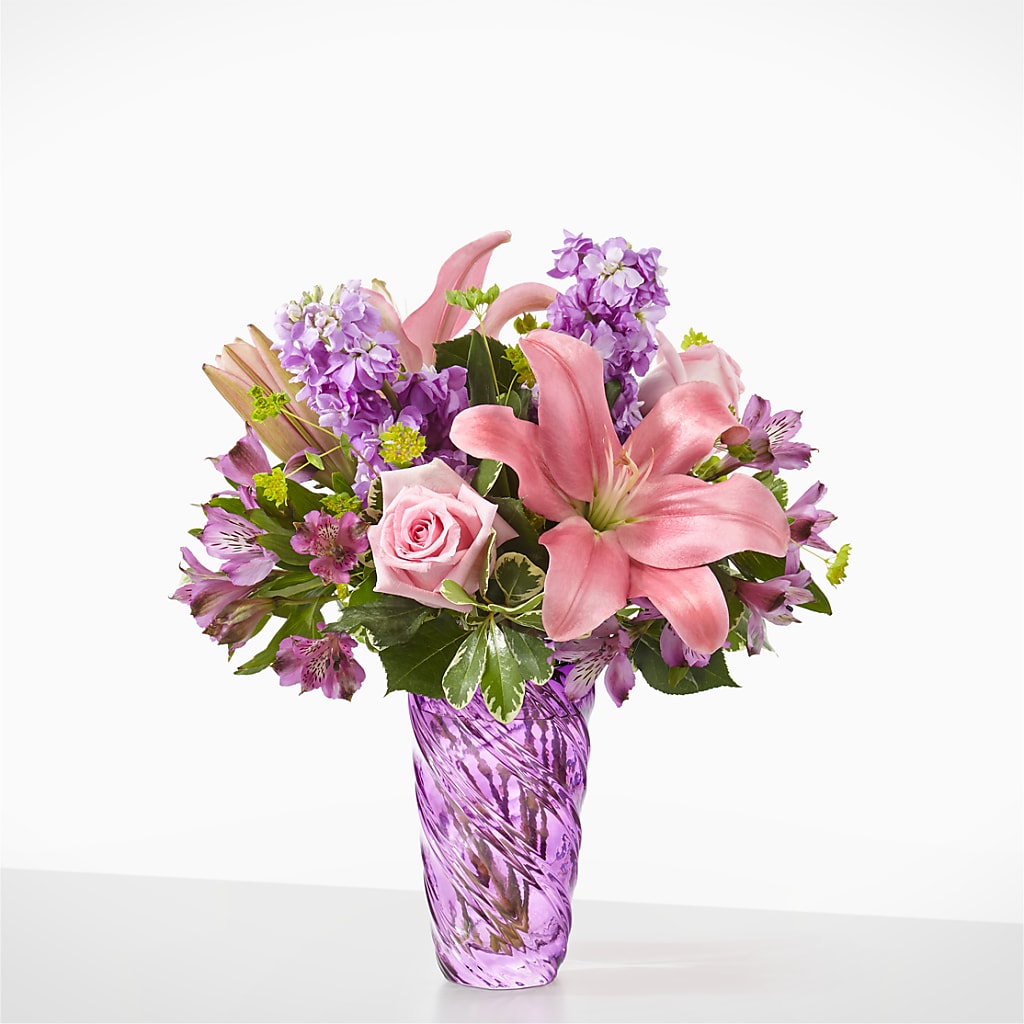 Precious Petals Bouquet with Luxe Swirl Vase – Oopsie Daisy Florist, Raeford NC