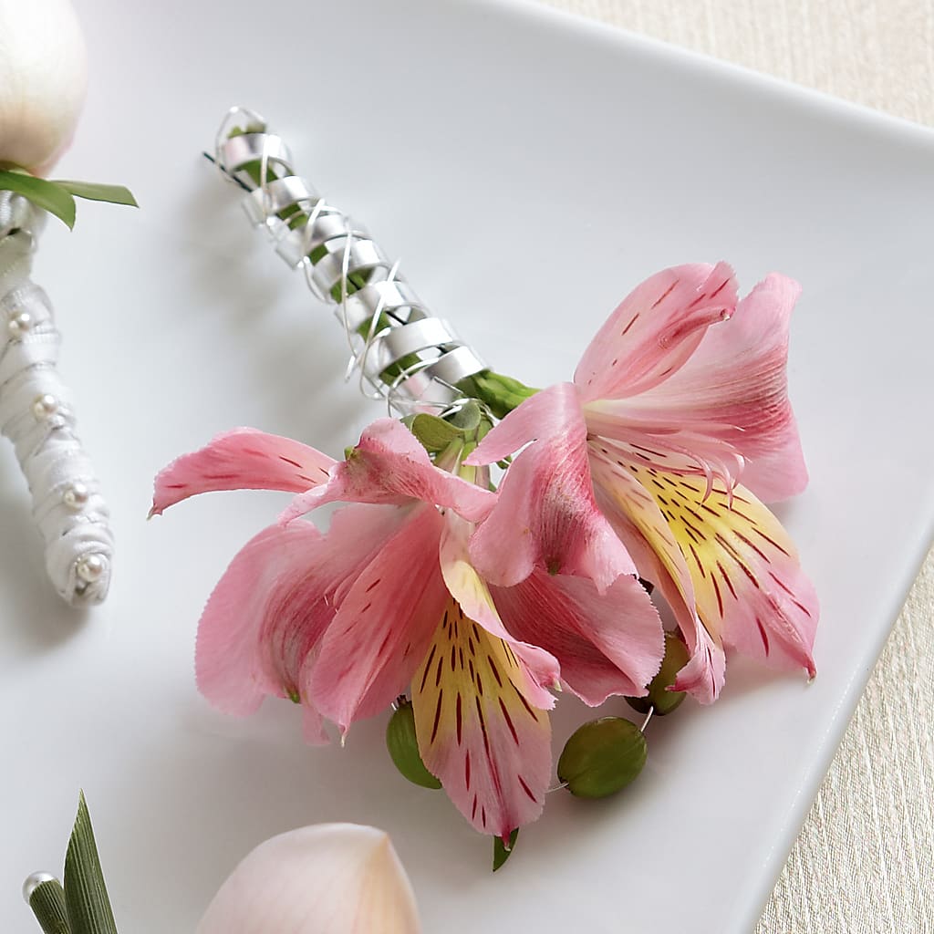 Pink Peruvian Lily Boutonniere – Oopsie Daisy Florist, Raeford NC
