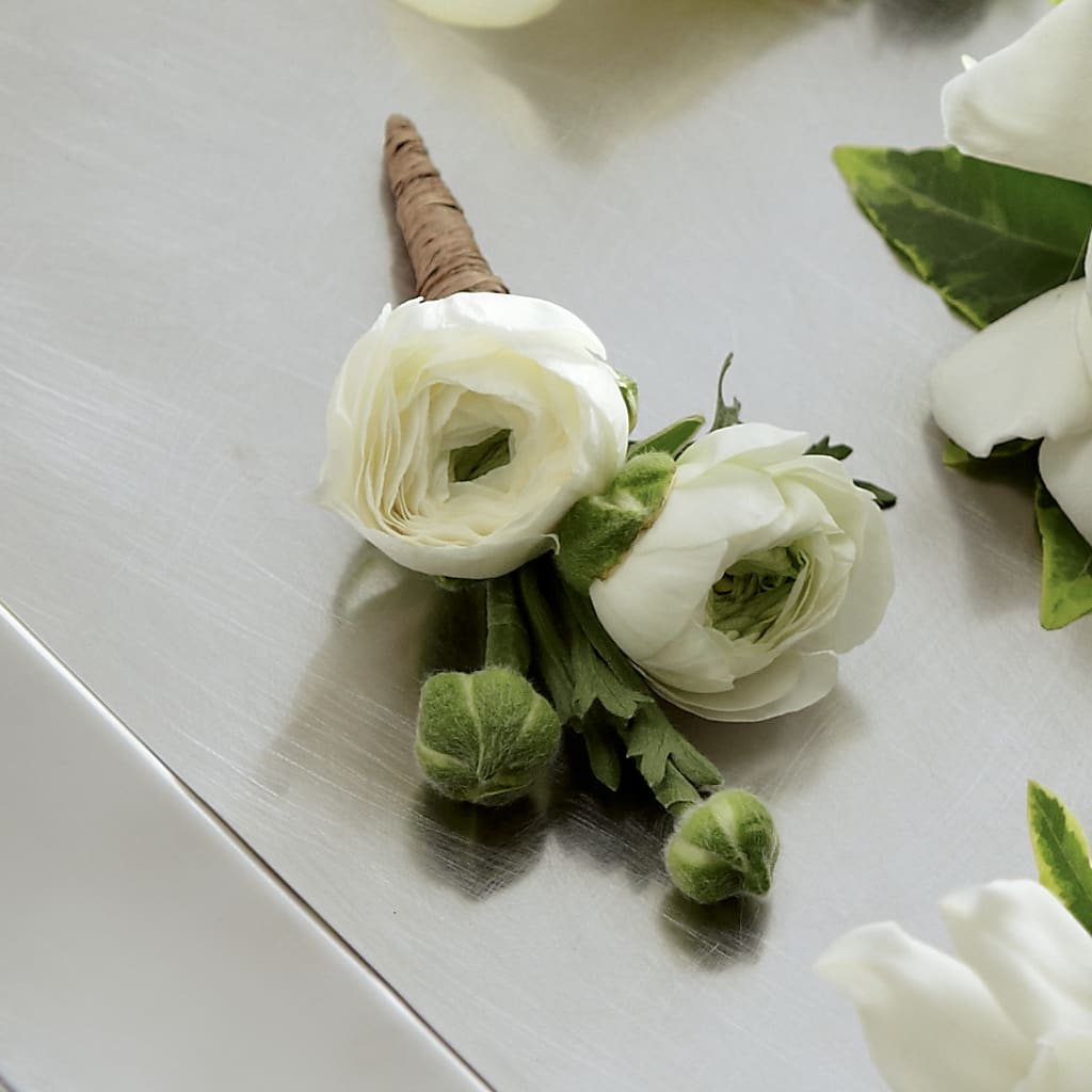 White Ranunculus Boutonniere – Oopsie Daisy Florist, Raeford NC