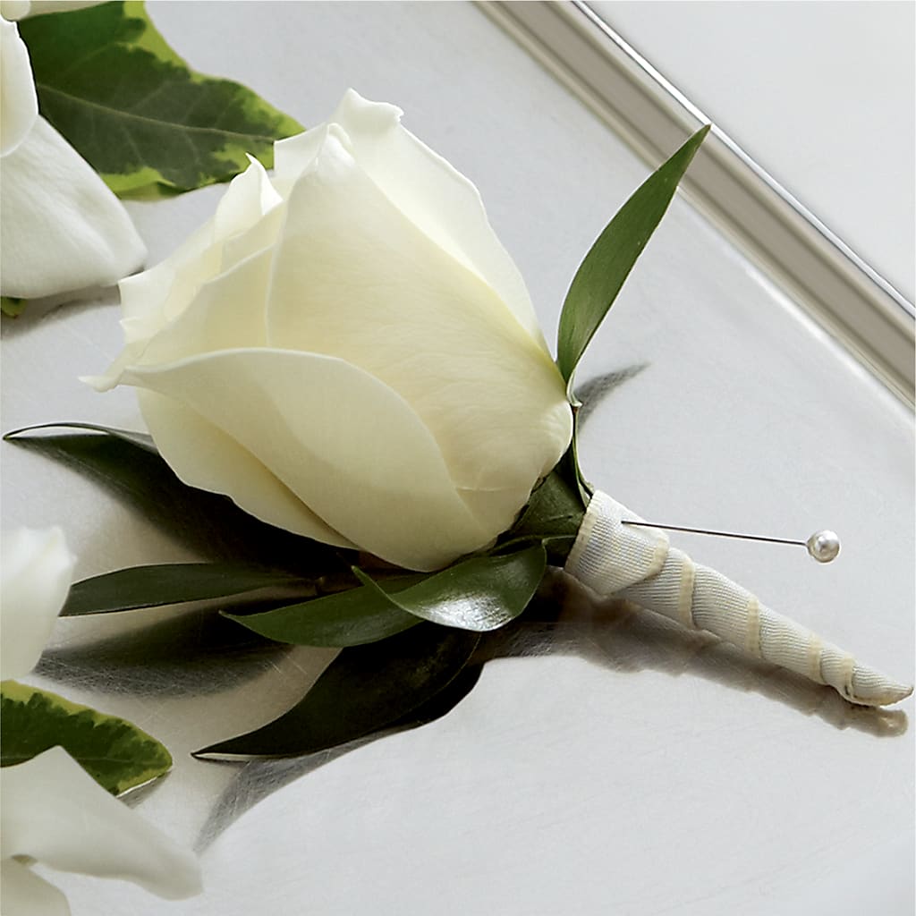 White Rose Boutonniere – Oopsie Daisy Florist, Raeford NC