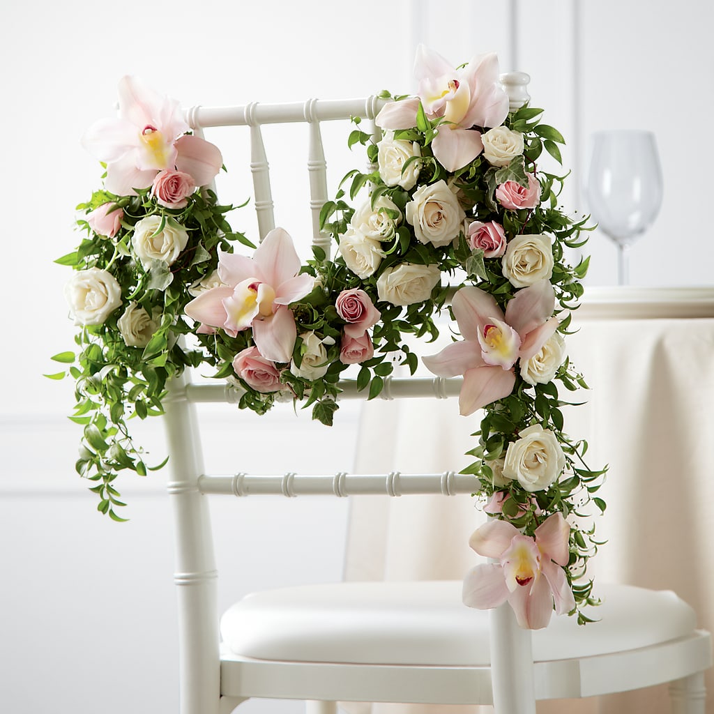 Orchid Rose Chair Décor – Oopsie Daisy Florist, Raeford NC