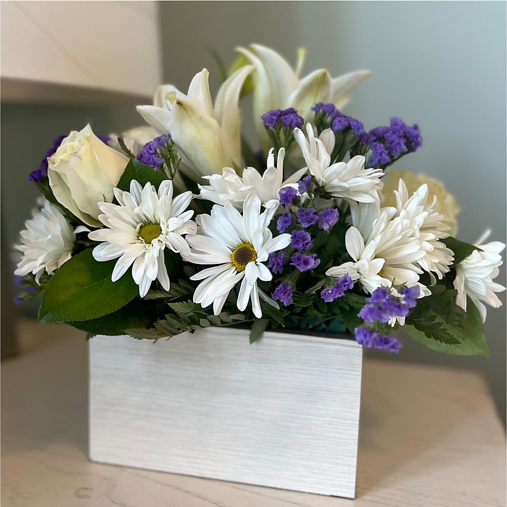 Beyond Blue Box Bouquet –  Oopsie Daisy Florist, Raeford NC