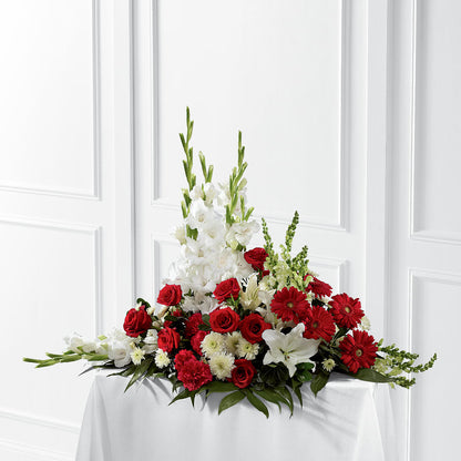 Crimson & White Arrangement –  Oopsie Daisy Florist, Raeford NC
