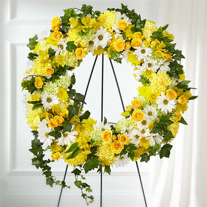 Golden Remembrance Wreath –  Oopsie Daisy Florist, Raeford NC