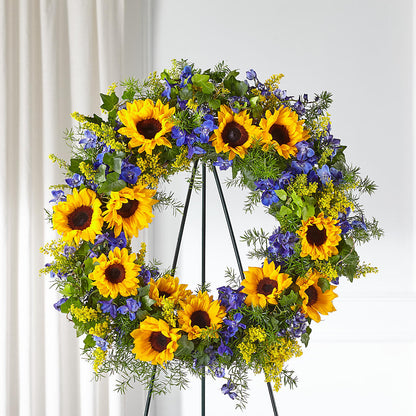 Bright Rays Wreath –  Oopsie Daisy Florist, Raeford NC