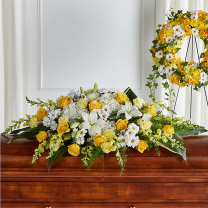 Golden Harmony Casket Spray –  Oopsie Daisy Florist, Raeford NC