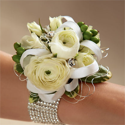 White Wedding Corsage –  Oopsie Daisy Florist, Raeford NC